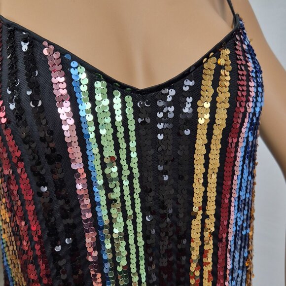 Torrid multi-color sequin stripes knee-length dress EUC fancy Torrid size 0 - Picture 6 of 16